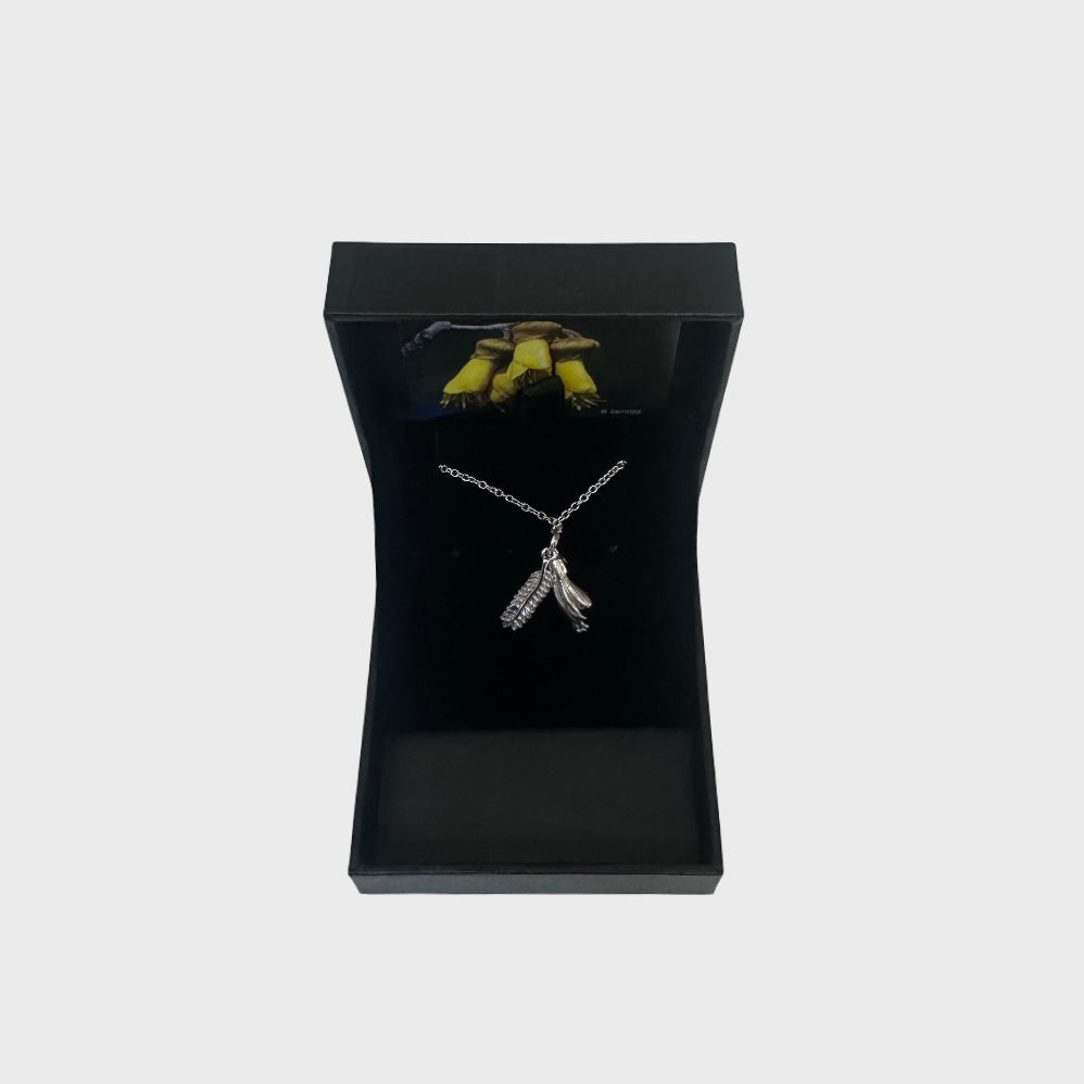 Sterling Silver Kōwhai Flower and Leaf Necklace