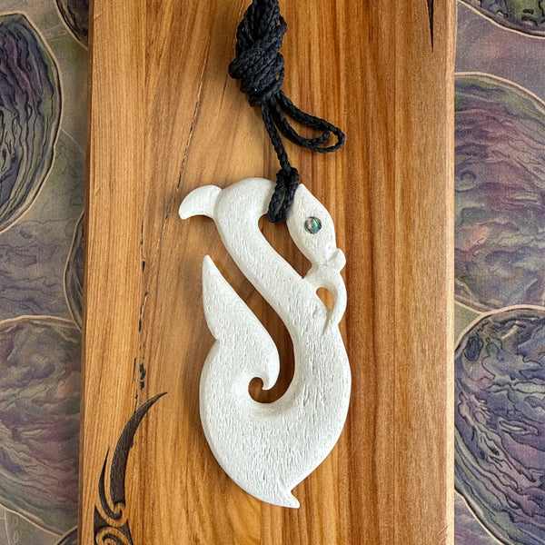 Manaia with Hei Matau Whale Bone Necklace XL