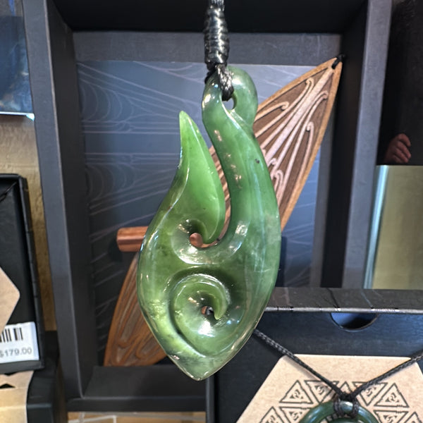 Te Wahi Pounamu Hook with Koru