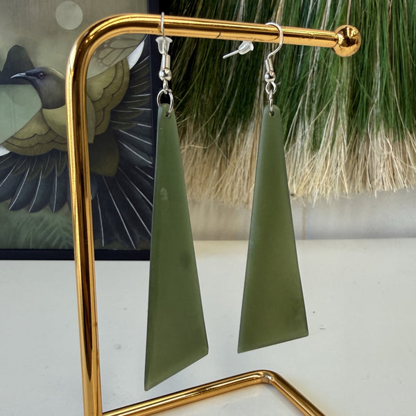 Triangular Pounamu Drop Earrings
